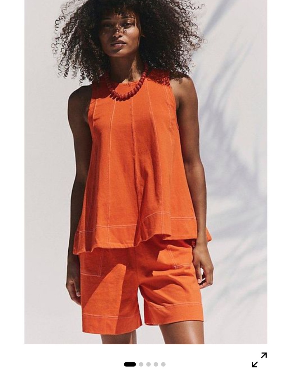 Free People Orange Pull-On Bermuda Shorts set NWOT